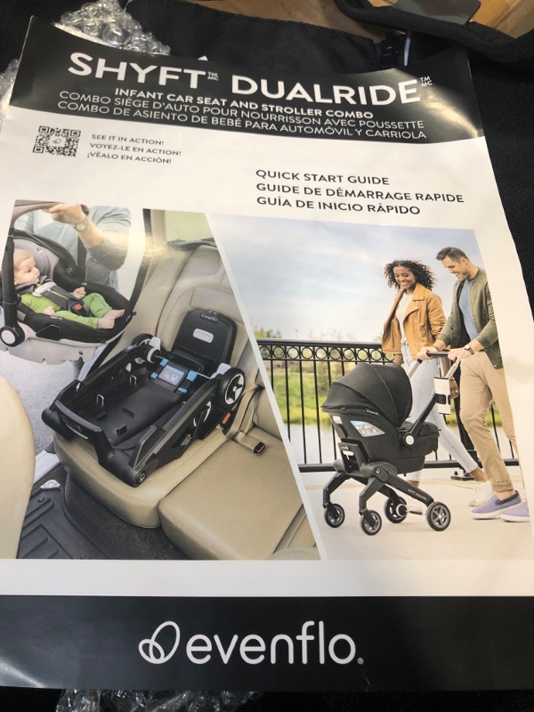 Photo 1 of Evenflo Shyft DualRide Infant Car Seat and Stroller Combo with Carryall Storage (Durham Green) Shyft Dualride Durham Green