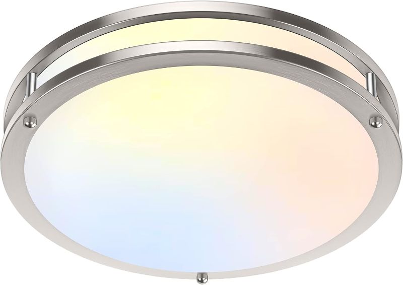 Photo 1 of 36W LED Flush Mount Ceiling Light Fixture, 13inch LED Ceiling Light 3600LM, Modern Ceiling Light 2700K/3000K/4000K/5000K/6500K 5CCT, Brushed Nickle Dimmable Ceiling Lamp for Living Room Kitchen,1 Pack