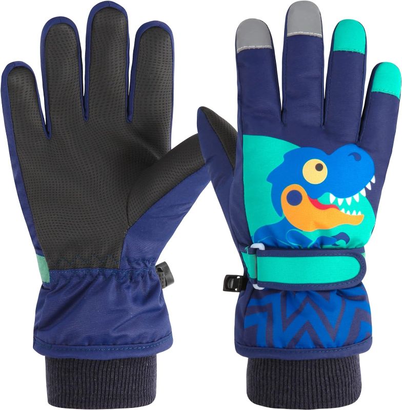 Photo 1 of AMYIPO Kids Winter Snow Ski Gloves Children Snowboard Gloves for Boys Girls BLUE 4-5 Years