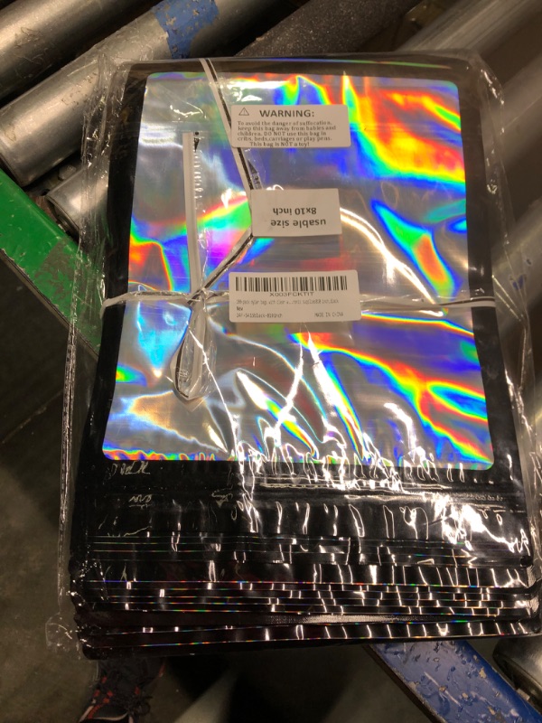 Photo 1 of 100-pack 8×10 inch mylar bags with clear window holographic resealable sealable packaging zip bag for small bussiness jewelry candy sample food packing supplies ?black? 8×10 inch Black