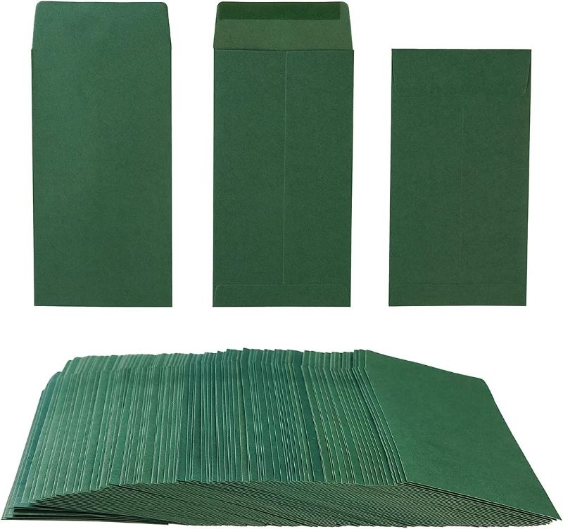 Photo 1 of 100 Pack Money Envelopes Cash Budget Envelopes #7 Coin Envelope for Cash, Budgeting, Check, Gifts Cards, 3.5 x 6.5 Inches (Dark Green)