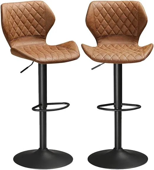 Photo 1 of ***MISSING PIECES//SOLD AS PARTS*** 
2022 SUPERJARE  BAR STOOL Leather Bar Stools Set of 2 Brown Counter Height Bar Stools, Breakfast Bar Stools Swivel Adjustable Bar Chairs for Kitchens Island, 400lbs Capacity