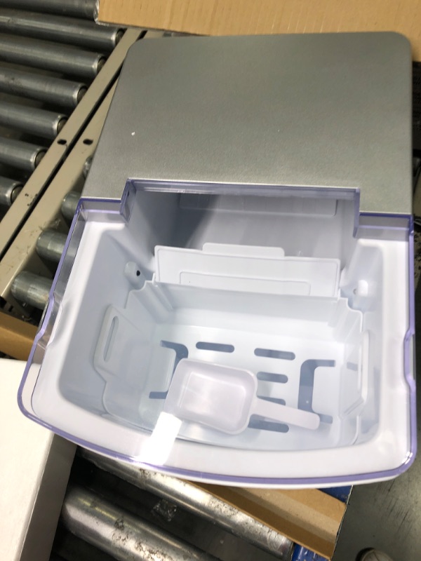Photo 1 of Igloo Premium Countertop Ice Maker Machine, Portable Ice Maker, Produces 33 lbs. in 24 hrs. with Ice Cubes Ready in 6-8 Minutes, Comes with Ice Scoop and Basket,Silver,
