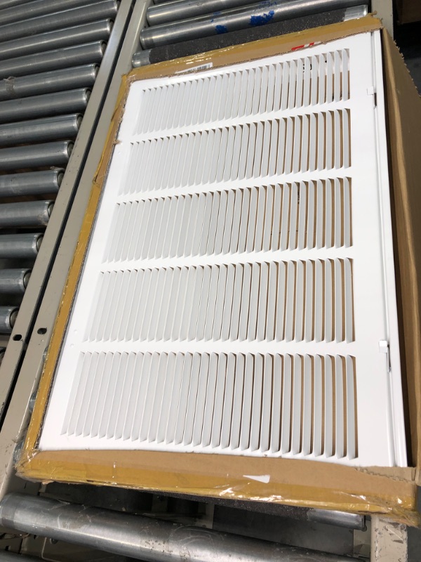 Photo 3 of 10" X 10" Steel Return Air Filter Grille for 1" Filter - Fixed Hinged - Ceiling Recommended - HVAC DUCT COVER - Flat" Stamped Face - White [Outer Dimensions: 12.5 X 11.75] 10 X 10