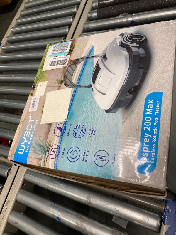 Photo 2 of WYBOT Cordless Robotic Pool Cleaner, Lasts 100Mins Runtime, Automatic Pool Vacuum, Powerful Suction, IPX8 Waterproof, Ideal for Above Flat Bottomed Pools Up to 861 Sq.Ft Osprey 200Max Osprey 200 MAX White