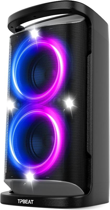 Photo 1 of Portable Bluetooth Party Speaker: 160W Peak Powerful Loud Sound Deep Bass Wireless Boombox Large Subwoofer 15 Hours Battery Life Fast Charging with Led Light Show for Outdoor Camping Backyard