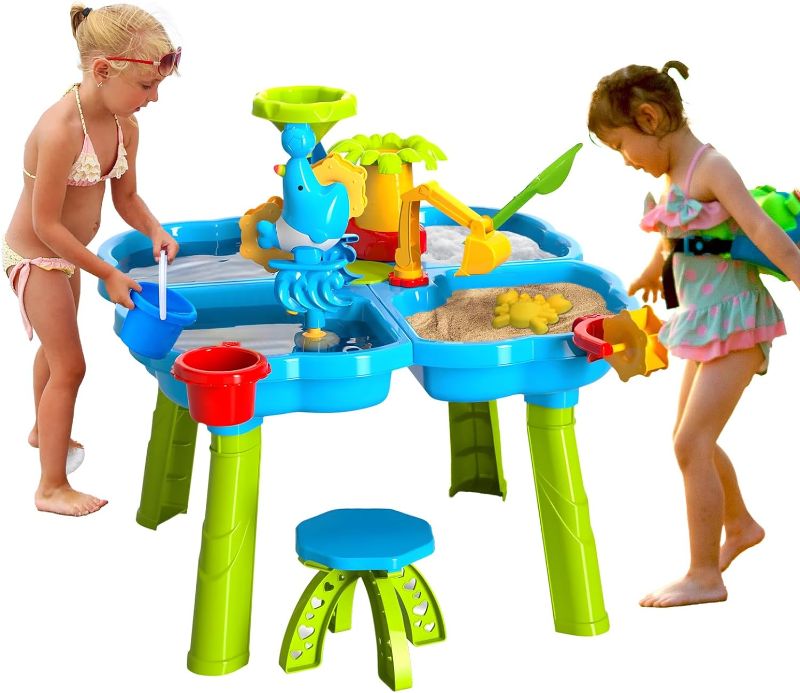 Photo 1 of 4-in-1 Water Table for Toddler 3-5 - Sandbox Table for Outdoor Activity, Children's Water Table, Kids Water Play Table