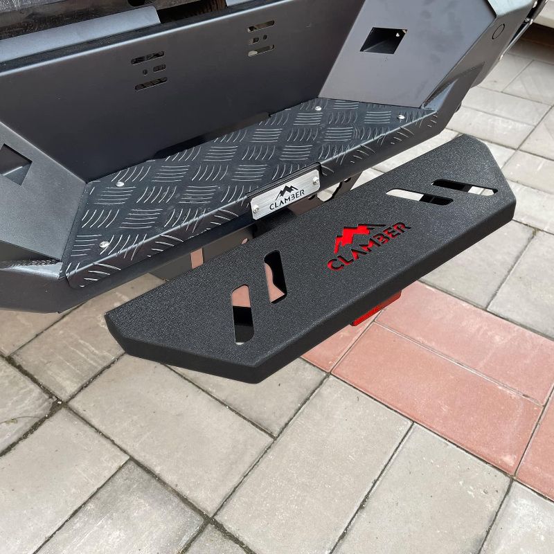 Photo 1 of Hitch Step for Pickup Truck & Trailer with 2 Inch Hitch Receiver, E-Coat & Black Texture Powder Coat Surface Anti-Rust, Anti-Slip & Water-Proof, with U-Bolt Stabilizer, Hitch Lock & Reflector