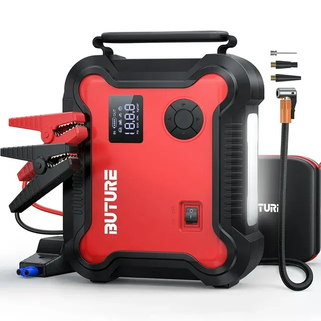 Photo 1 of BUTURE Portable Car Jump Starter with Air Compressor 150PSI 2500A 23800mAh Battery Booster Pack All Gas/8.0L Diesel Digital Tire Inflator Fast Battery Charger 3.0 with 120W DC Out