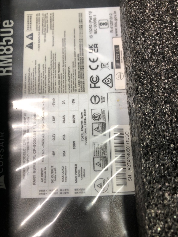 Photo 3 of Corsair RM850e (2023) Fully Modular Low-Noise ATX Power Supply - ATX 3.0 & PCIe 5.0 Compliant - 105°C-Rated Capacitors - 80 Plus Gold Efficiency - Modern Standby Support - Black Black 850 Watt RMe (2023) ATX 3.0 & PCIe 5.0