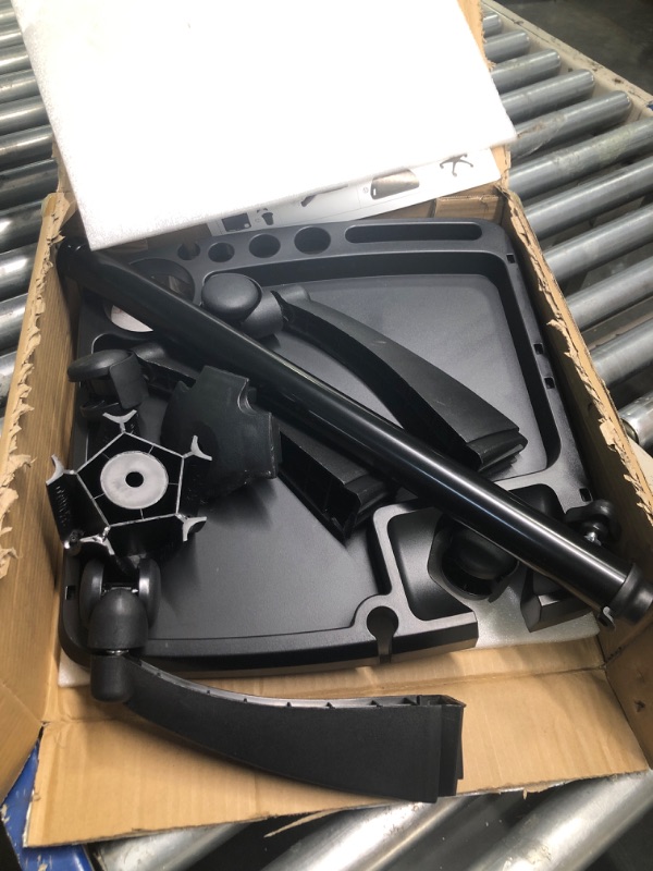 Photo 1 of **DAMAGED BASE//SOLD AS PARTS** Aratan Salon Tray on Wheels with 2 Bowls, Instrument Tattoo Tray, Adjustable Height Rolling Salon Tray for Hairstylist, Color Trays for Professional Salon Home Use, Black 16x16in