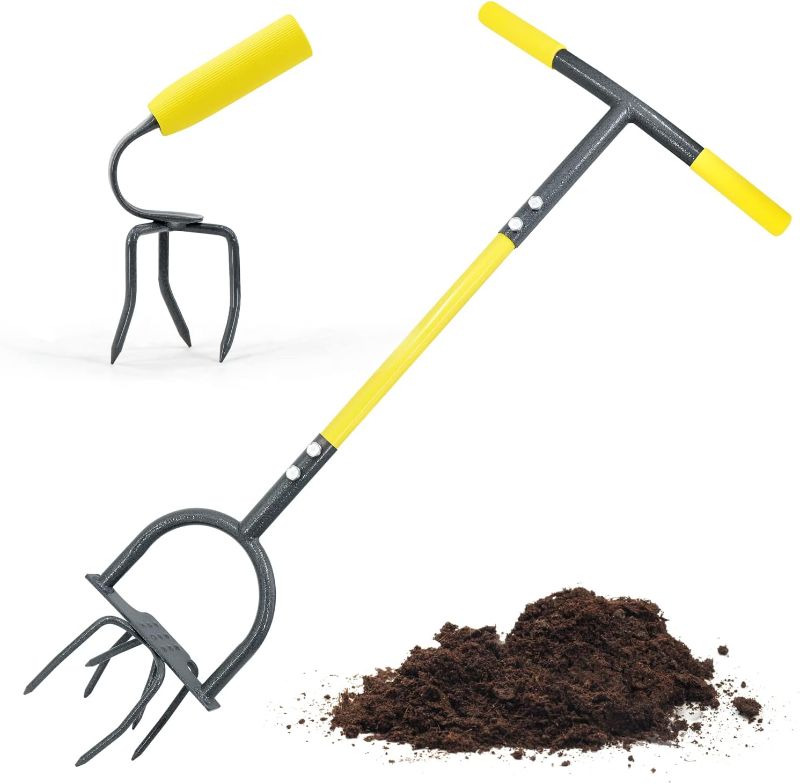 Photo 3 of **Has Dirt On The Ends Of The Tiller** Jardineer Hand Tiller Garden Claw Set, Garden Twist Tiller with Small Soil Tiller, Heavy Duty Manual Tiller for Flower Box and Raised Bed