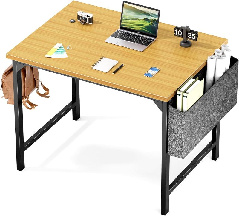 Photo 1 of Sweetcrispy Small Computer Office Desk 32 Inch Kids Student Study Writing Work with Storage Bag & Headphone Hooks Modern Simple Home Bedroom PC Table