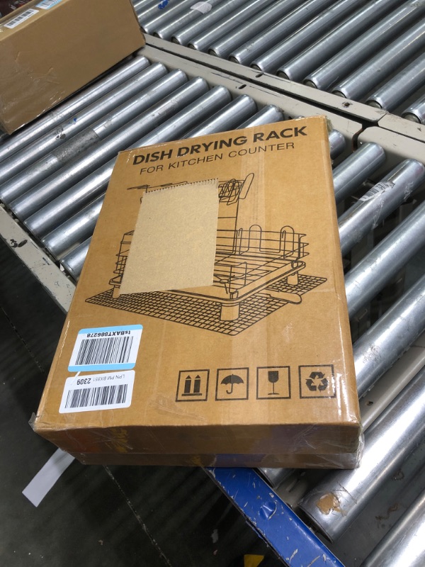 Photo 1 of MAJALiS Kitchen Dish Drying Rack, 2 Tier Dish Drainers Shelf Help to Kitchen Counter Save Space, Multifunctional Stainless Steel Dish Strainers with Utensil Holder, Cups Holder, Black Black - Upgrade Stainless Steel