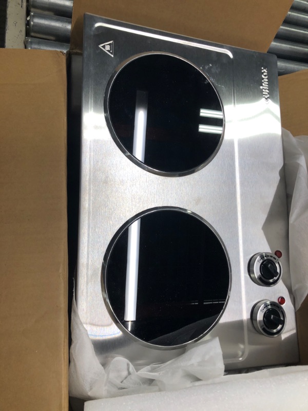 Photo 1 of CUSIMAX 1800W Double Hot Plate, Stainless Steel Silver Countertop Burner Portable Electric Double Burners Electric Cast Iron Hot Plates Cooktop, Easy to Clean, Upgraded Version C180N
