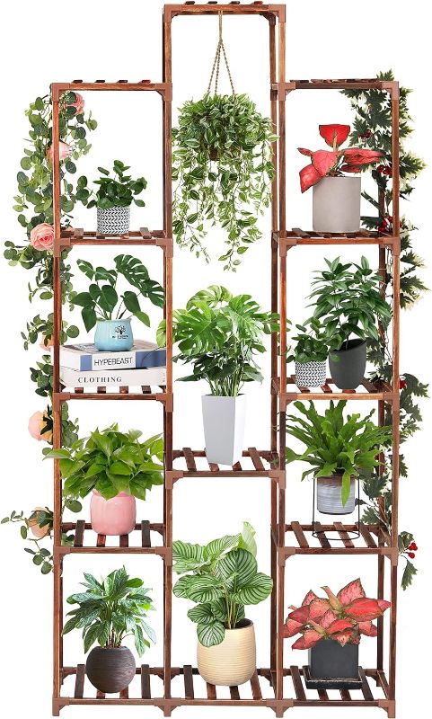 Photo 1 of XXXFLOWER Plant Stand Indoor Outdoor 13 Tiers Wood Plant Shelf for Multiple Plants ?Large Plant Rack for Window Garden Balcony Patio Porch Living Room
