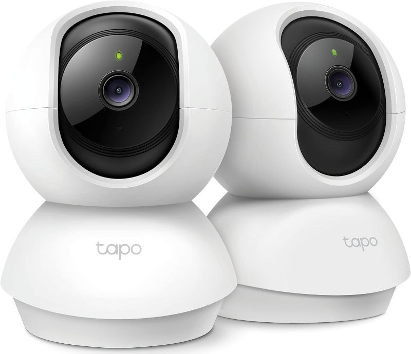 Photo 1 of **One has a broken base**TP-Link Tapo 2K Pan/Tilt Security Camera for Baby Monitor, Dog Camera w/ Motion Detection, Motion Tracking, 2-Way Audio, Night Vision, Cloud/Local Storage, Works w/ Alexa & Google Home, 2-Pack(C210P2)
