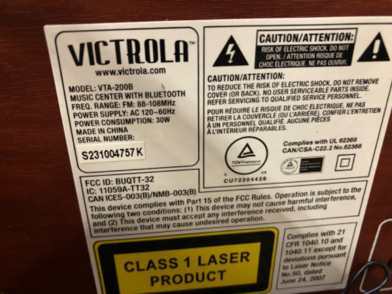 Photo 4 of Victrola Nostalgic 6-in-1 Bluetooth Record Player & Multimedia Center with Built-in Speakers - 3-Speed Turntable, CD & Cassette Player, FM Radio | Wireless Music Streaming | Mahogany Mahogany Entertainment Center