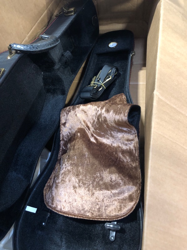 Photo 4 of 4/4 Full Size Violin Case, Plush Interior Wooden Hard Case With Hygrometer, Crocodile Pattern Leather Bulge Surface Case (Black)