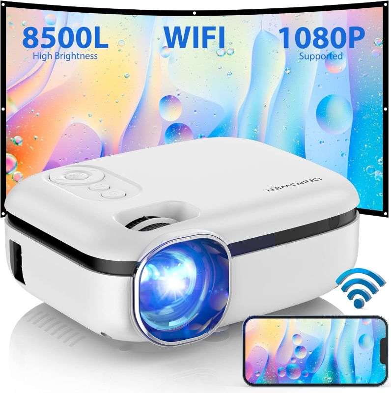 Photo 1 of DBPOWER WiFi Mini Projector, 8500L WiFi Projector 1080P Full HD Supported & 240" Display Video Projector, Mini Portable Projector Movie Projector Compatible w/Phone/TV Stick/Laptop/PC/PS4
