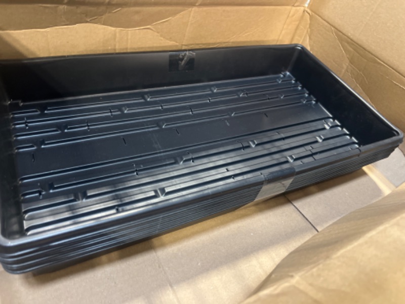 Photo 3 of 10 Plant Growing Trays (WITH Drain Holes) - 20" x 10" - Perfect Garden Seed Starter Grow Trays: for Seedlings, Indoor Gardening, Growing Microgreens, Wheatgrass & More - Soil or Hydroponic Black Drain holes