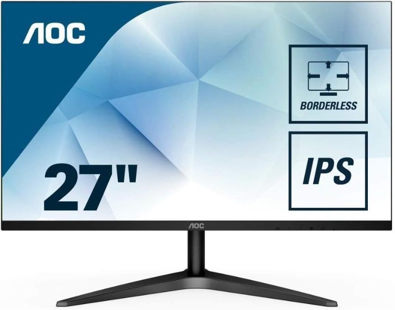Photo 1 of AOC 27B1H 27' Full HD 1920x1080 Monitor, 3-Sided Frameless, IPS Panel, HDMI/VGA, Flicker-Free (Renewed)
