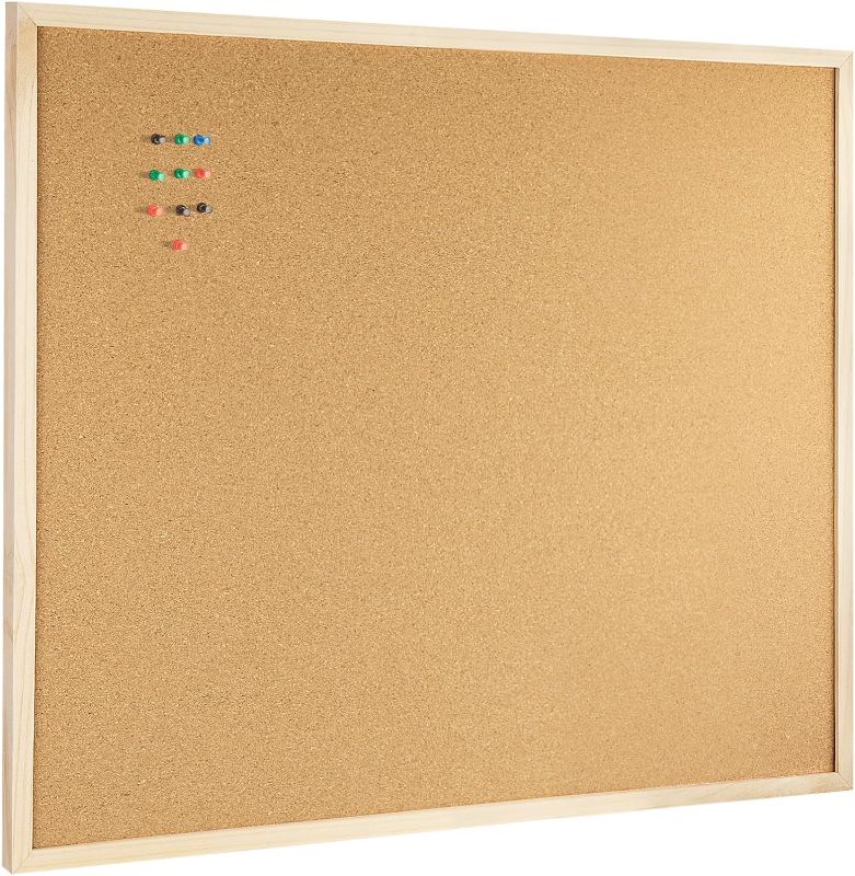 Photo 1 of OWLKELA 36'' x 48'' Cork Board Bulletin Board, Black Framed Corkboard, Wood Oak Frame Corkboard, Vision Board and Decorative Hanging Pin Board 36 x 48 inch