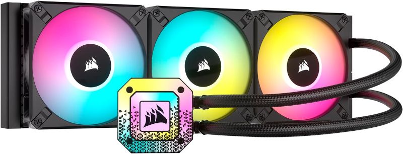 Photo 1 of Corsair iCUE H150i Elite CAPELLIX XT Desktop Liquid CPU Cooler - Three AF120 RGB Elite Fans - 360mm Radiator - Intel® LGA 1700, 1200, 115X, 2066, AMD® AM5, AM4 - Included iCUE Commander CORE - Black
