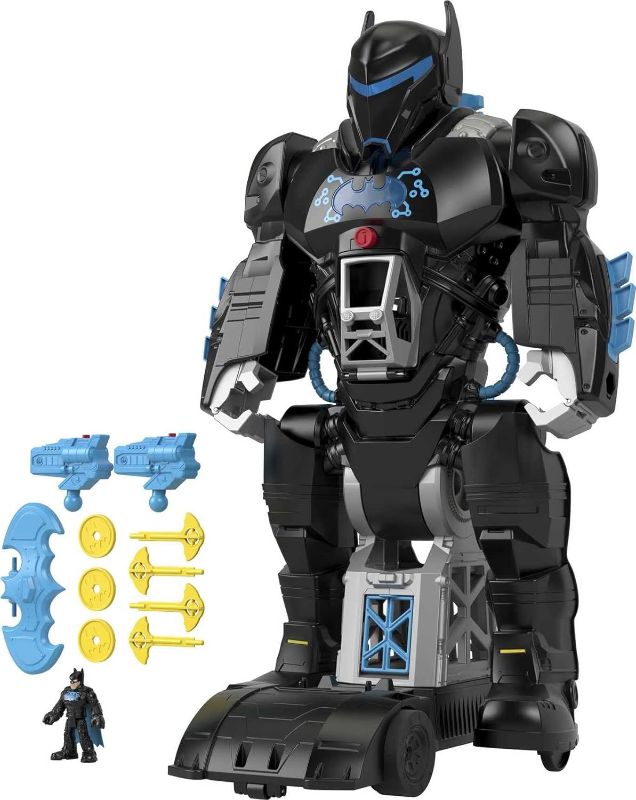 Photo 1 of DC Super Friends Fisher-Price Imaginext Batman Playset Bat-Tech Batbot 2-Ft-Tall Robot with Lights Sounds & 11 Play Pieces for Ages 3+ Years
