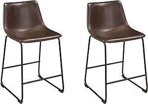 Photo 1 of **ONE CHAIR HAS DAMAGED BACK** Signature Design by Ashley Centiar 24" Counter Height Modern Bucket Barstool, 2 Count, Brown
