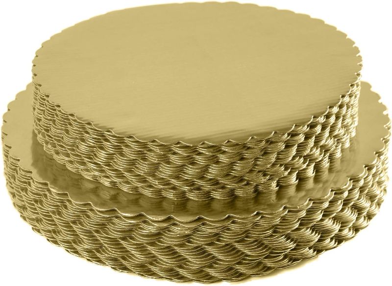 Photo 1 of [25pcs] 10" Gold Cakeboard Round,Disposable Cake Circle Base Boards Cake Plate Round Coated Circle Cakeboard Base 10inch,Pack of 25
