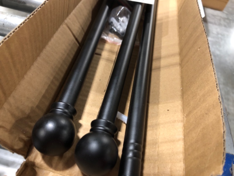 Photo 1 of 2 Pack Curtain Rods for Windows 18 to 45 Inch(1.5-3.75 Feet),Black 1'' Diameter Drapery Rods with End Cap Style Design,Modern Adjustable Heavy Duty Curtain Rod,Size:18''-45''
