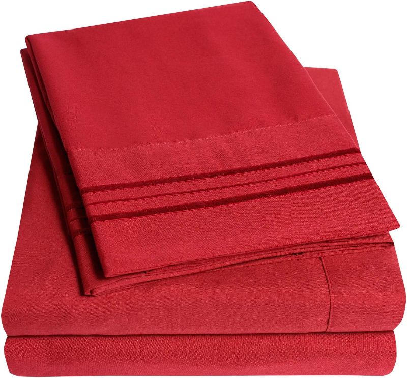 Photo 1 of 1500 Supreme Collection King Sheet Sets Red - Luxury Hotel Bed Sheets and Pillowcase Set for King Mattress - Extra Soft, Elastic Corner Straps, Deep Pocket Sheets, King Red
