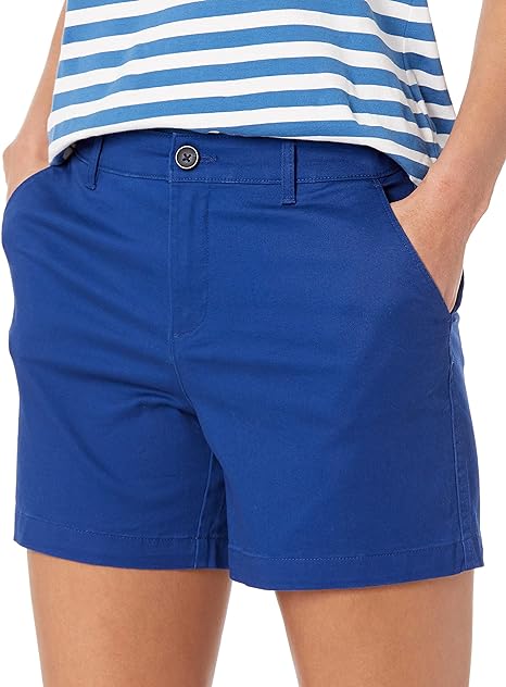 Photo 1 of Amazon Essentials Women's Mid-Rise Slim 5 Inch Inseam Blue Short (Available in Straight and Curvy Fits) SIZE: 6
