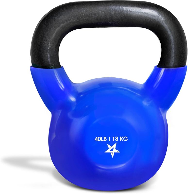Photo 1 of Yes4All Kettlebell Vinyl Coated Cast Iron – Great for Dumbbell Weights Exercises, Full Body Workout Equipment Push up, Grip Strength and Strength Training, PVC
