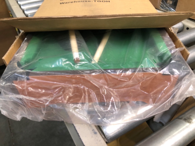Photo 1 of Hey! Play! Mini Tabletop Pool Set- Billiards Game Includes Game Balls, Sticks, Chalk, Brush and Triangle-Portable and Fun for The Whole Family, Green, (476551SCA)