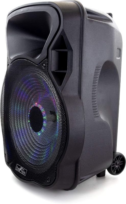 Photo 1 of beFree Sound 12 Inch Bluetooth Rechargeable Party Speaker with Illuminating Lights,Black,BFS-4400 Portable Speaker
