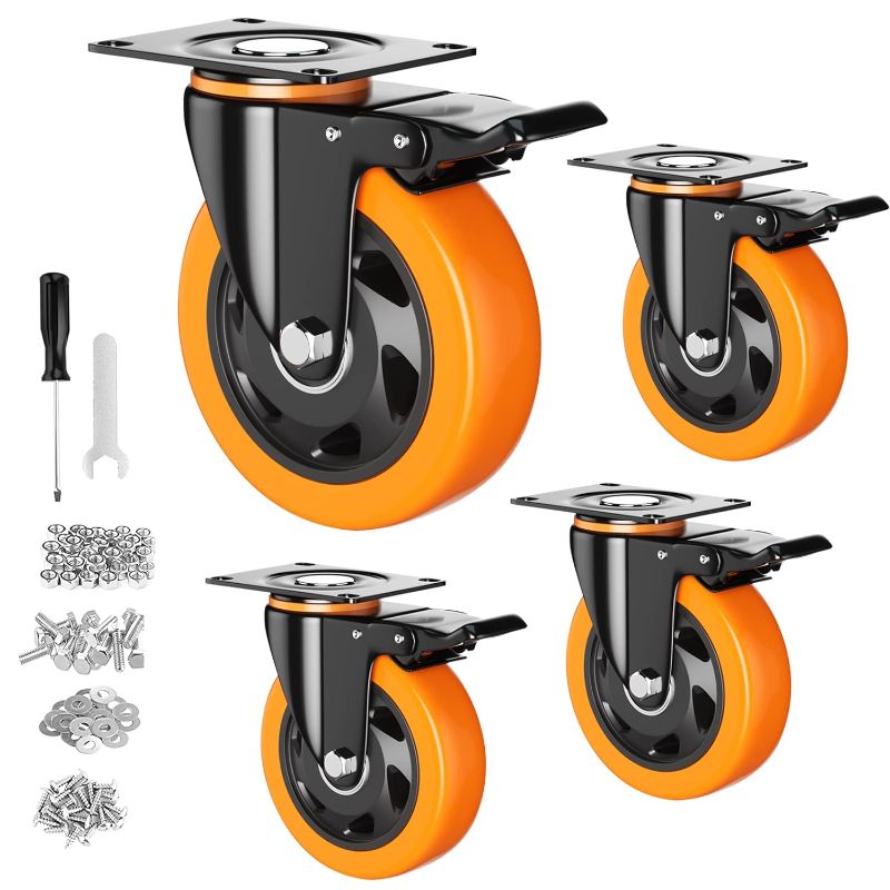 Photo 1 of 3 Inch Caster Wheels, Casters Set of 4, Heavy Duty Casters with Brake 1000 Lbs, Locking Industrial Swivel Top Plate Casters Wheels for Furniture and Workbench Cart
***Stock photo is a similar item.*** 

