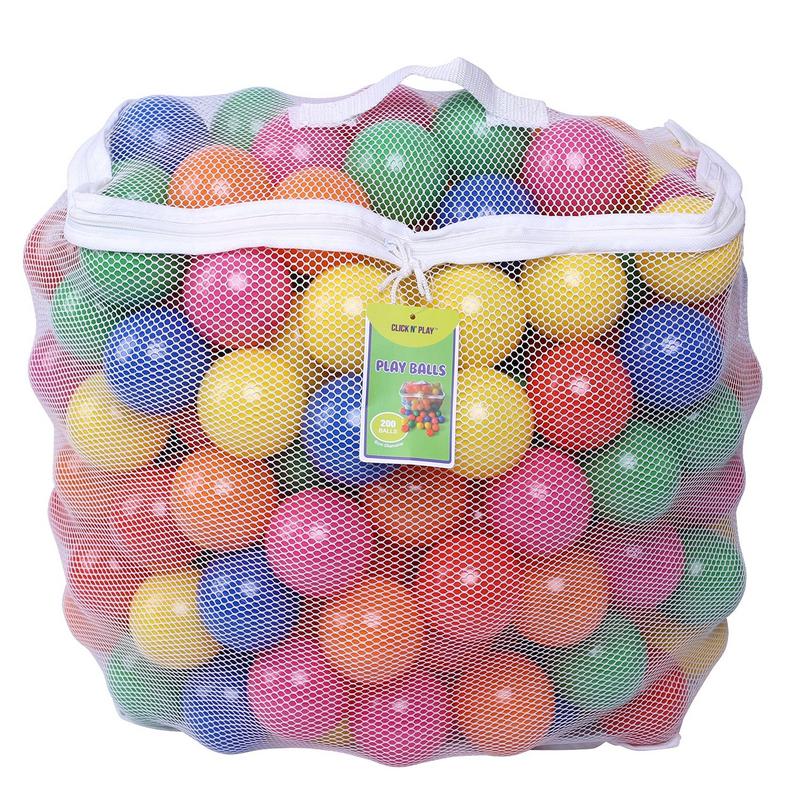 Photo 1 of Click N' Play Pack of 200 Phthalate Free PBA Free Crush Proof Plastic Ball, Pit Balls - 6 Bright Colors in Reusable and Durable Storage Mesh Bag with
