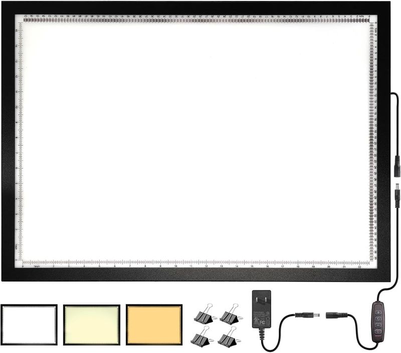 Photo 1 of Diamond Painting Light Pad A2 with UL Charger, 3 Colors Light Board for Drawing, Physical Buttons 9 Levels/Stepless Dimming, Super Bright 9000+ Lux Bright Pad for Tracing, Sketching, Weeding Vinyl