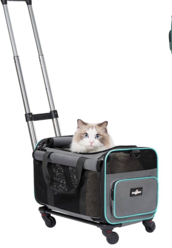 Photo 1 of Rolling Pet Carrier with Wheels, Foldable Airline Approved Dog Carriers for Small Dogs and Cats, Cat Carrier on Wheels, Pet Travel Carrier for Flight Camping Outdoor