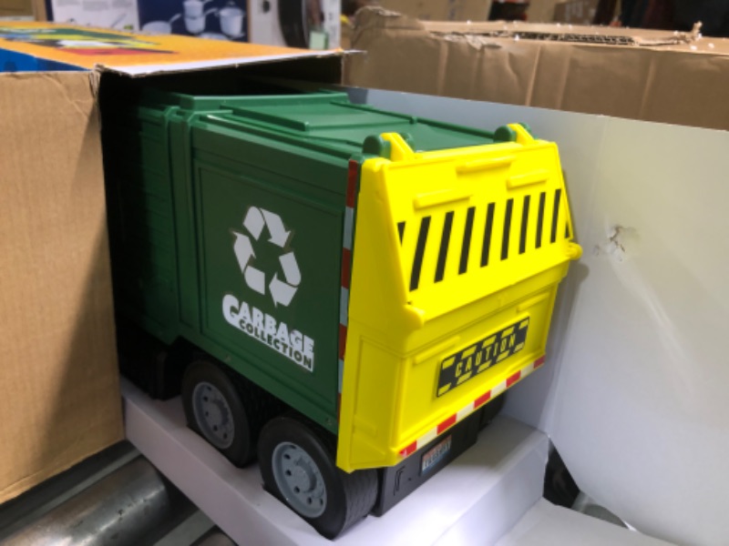 Photo 1 of JOYIN Toys for 3+ Yesrs Old Boys, 16" Large Garbage Truck Toy, Friction Powered Waste Management Garbage Truck with Lights and Sounds, Front Load Dumpster, Trash Bins with Trash Cards, Toddlers Gifts
