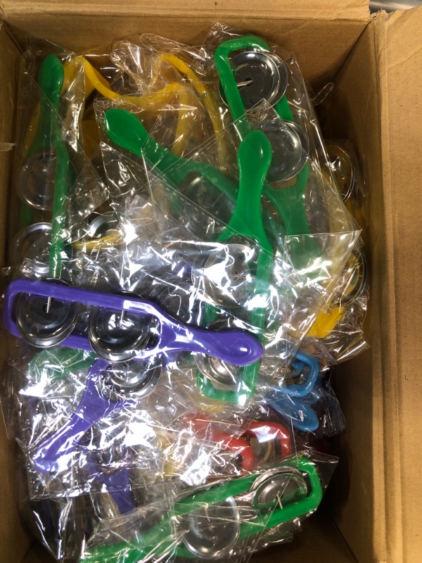 Photo 1 of 72 Pcs Tambourine for Kids Bulk 36 Pcs Plastic Handheld Tambourine Bells 36 Pcs Cymbals Kids Music Instruments Toys Percussion Rhythm Education Toy Party Favors for Family School(Round)