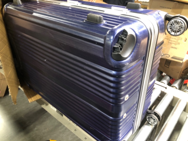 Photo 3 of **missing wheel, scratches**Coolife Luggage Aluminium Frame Suitcase TSA Lock 100%PC 20in 24in 28in (Blue, L(28in)) Blue L(28in)