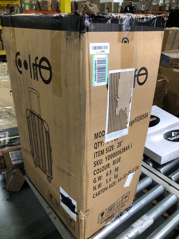 Photo 1 of **missing wheel, scratches**Coolife Luggage Aluminium Frame Suitcase TSA Lock 100%PC 20in 24in 28in (Blue, L(28in)) Blue L(28in)