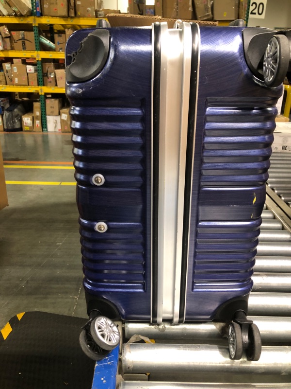 Photo 5 of **missing wheel, scratches**Coolife Luggage Aluminium Frame Suitcase TSA Lock 100%PC 20in 24in 28in (Blue, L(28in)) Blue L(28in)