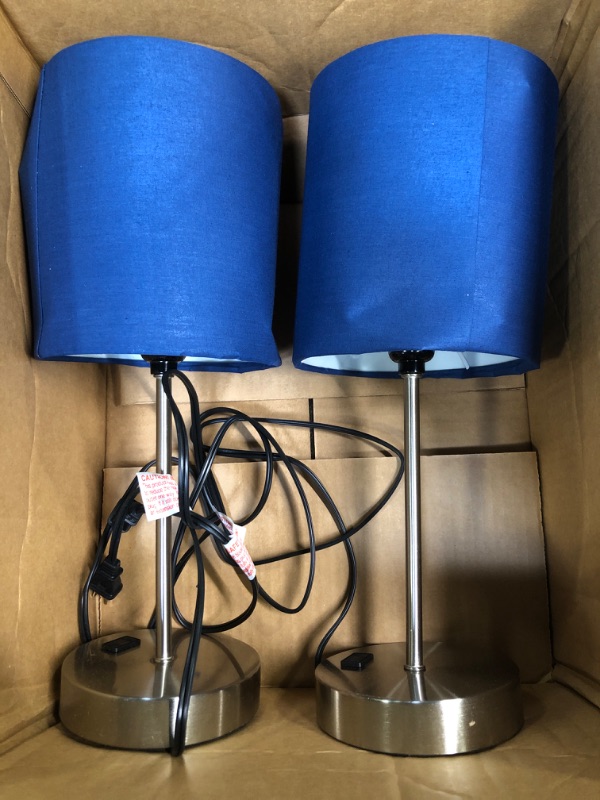Photo 2 of ?Upgraded?Set of 2 Touch Control Table Lamps with 2 USB & AC Outlet, 3-Way Dimmable Bedside Nightstand Lamps for Bedroom Living Room Nursery, 800 Lumens 5000K Daylight Bulbs Included Blue
