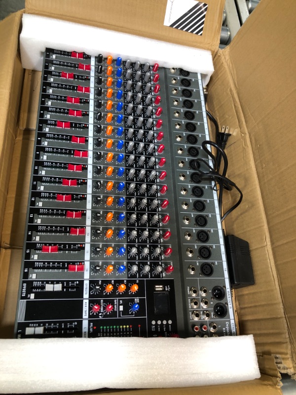 Photo 1 of Depensheng DX16 DJ Sound Controller Interface w/USB Drive for Computer Recording 16-Channel Studio Audio Mixer - XLR Microphone Jack, 48V Power, RCA Input/Output for Professional and Beginners DX16 - 16 Channel Audio Mixer