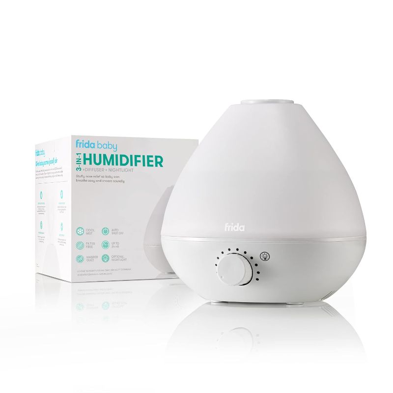 Photo 1 of Frida Baby 3-in-1 Cool Mist Humidifier for Baby with Diffuser + Nightlight, Baby Humidifier for Bedroom, Nursery + Large Rooms, Quiet, Auto Shut Off, Runs +24hrs