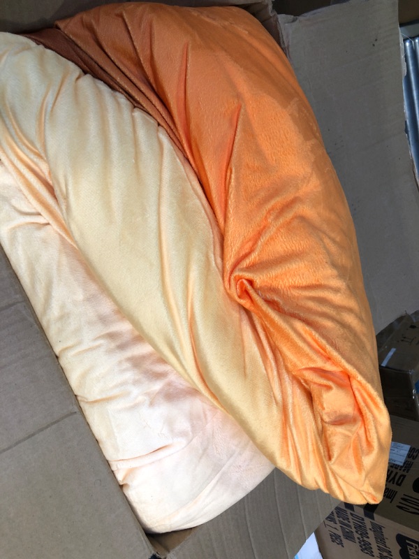 Photo 2 of **needs cleaning**Houseri Velvet Gradient Orange White California King Comforter Set Cream Yellow Sherpa Orange Brown Fluffy Bedding Sets Puffy Plush Soft Cozy Warm Flannel Fuzzy Bed Quilts Comforters Cal King Size Cal King(96''*104''-Comforter) 2-orange 